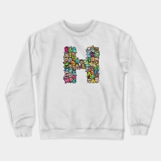 Alphabet Monster Doodle Letter H Monogram Crewneck Sweatshirt